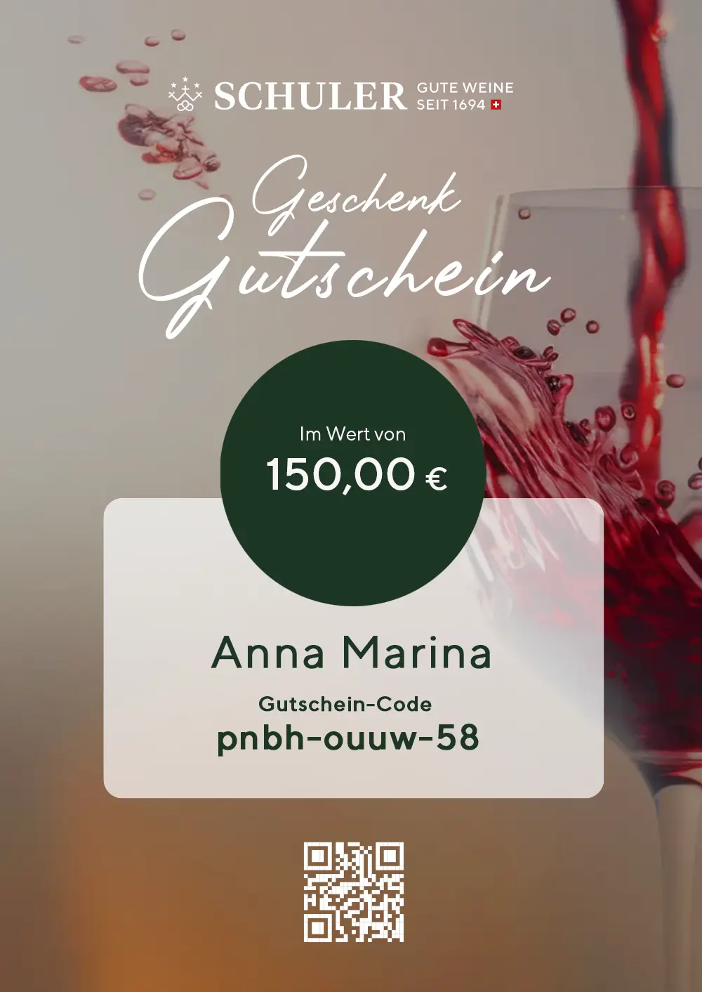 Geschenk-Gutschein mit Wunschbetrag Geschenk-Gutschein mit Wunschbetrag