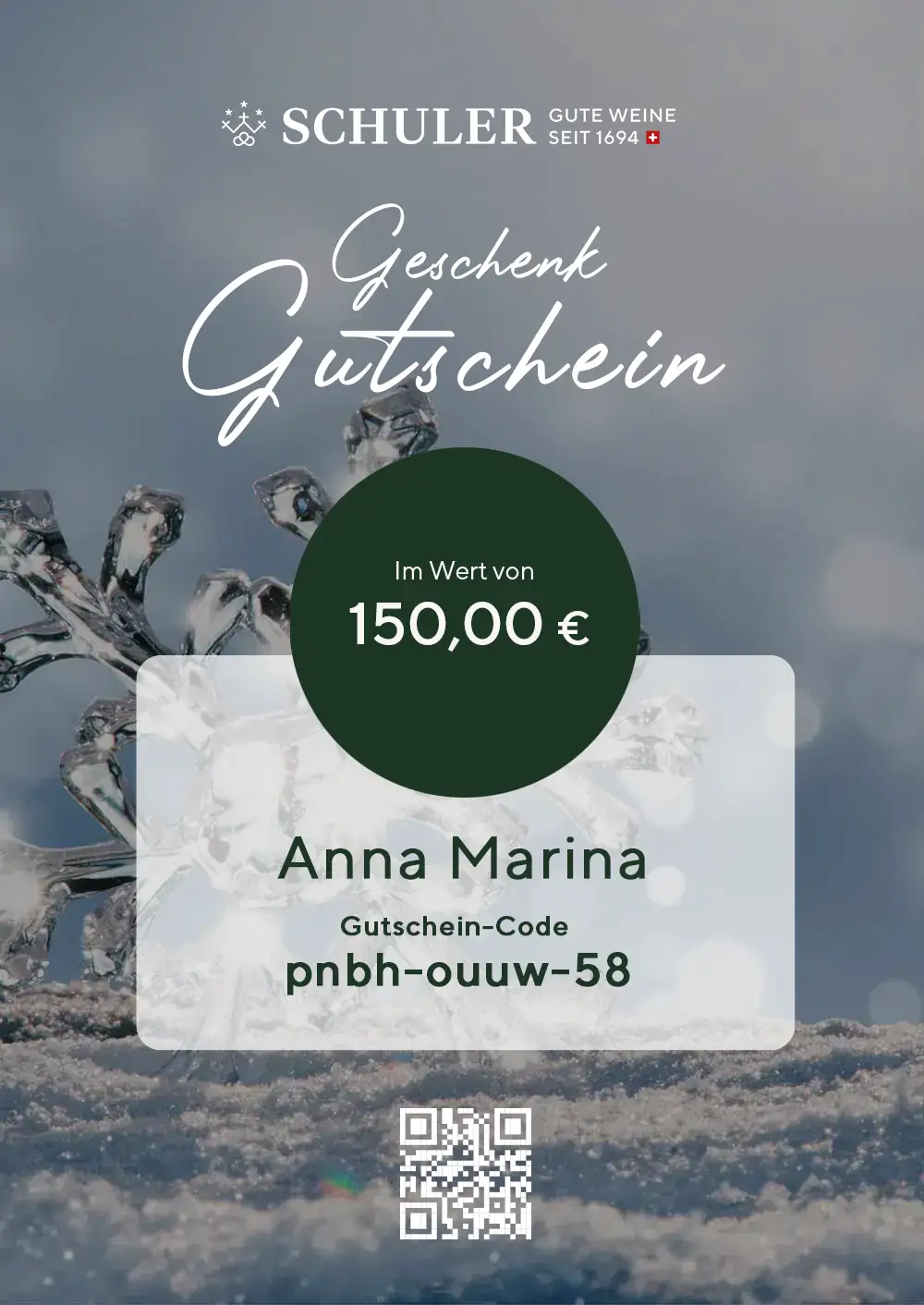Geschenk-Gutschein mit Wunschbetrag