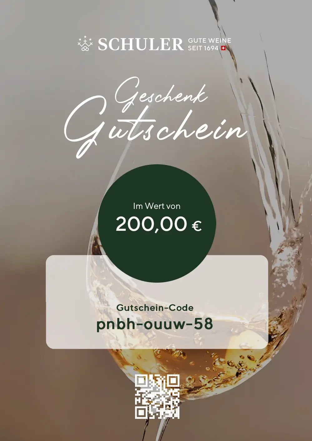 Geschenk-Gutschein 200 € Geschenk-Gutschein 200 €